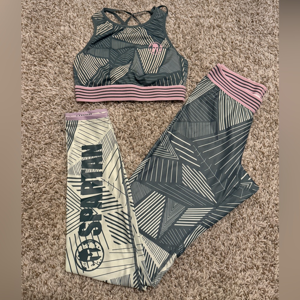 Craft OCR Spartan Race Geometric Fitness Leggings & Sports Bra Set